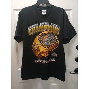 Denver Broncos Super Bowl XXXII Champions 1998 T-Shirt Pro Player Large 32 Black